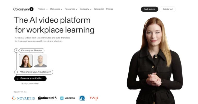 Image of the interface of the AI video platform for workplace learning: Colossyan AI