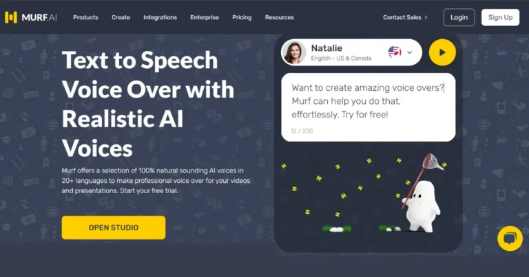 Murf AI Text-to-Speech home page.