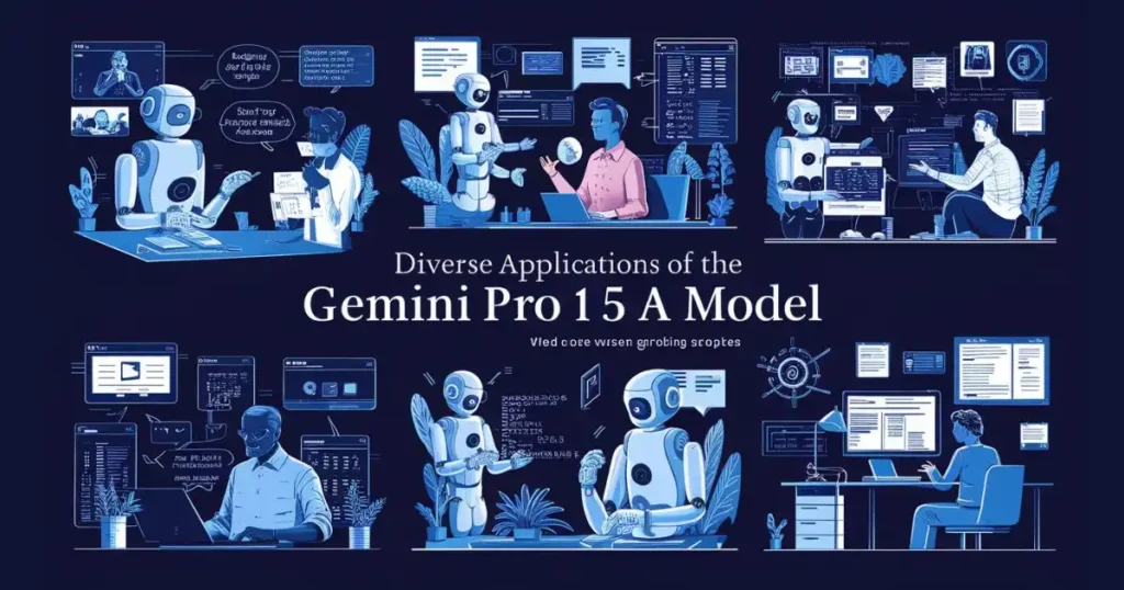 Examples of how Gemini Pro 1.5 is utilized in various fields like customer service, marketing, and software development.